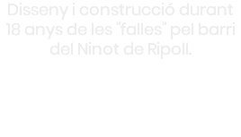 Disseny i construcció durant 18 anys de les "falles" pel barri del Ninot de Ripoll. 